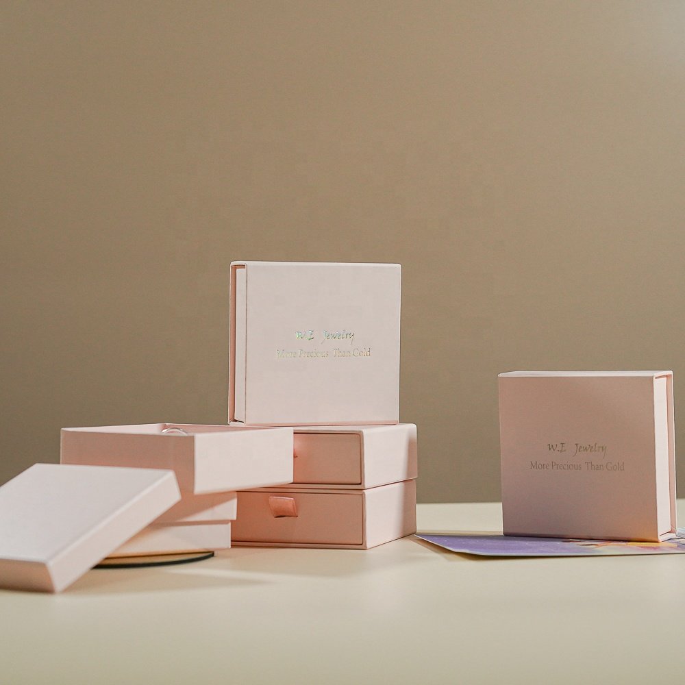 Jewelry Box Custom Packaging Paper Large Small Unique Eco Friendly Pink Jewelry Box