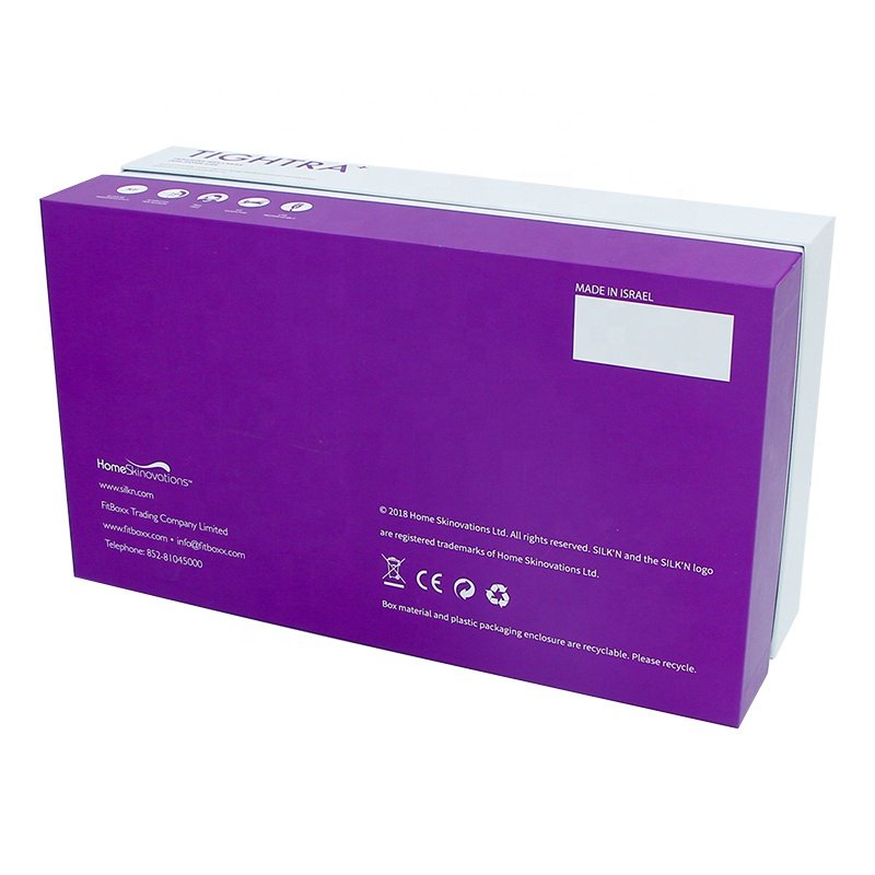 Custom square large size purple packaging paper gift box beauty suit packaging box custom free design