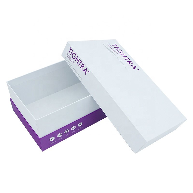 Custom square large size purple packaging paper gift box beauty suit packaging box custom free design
