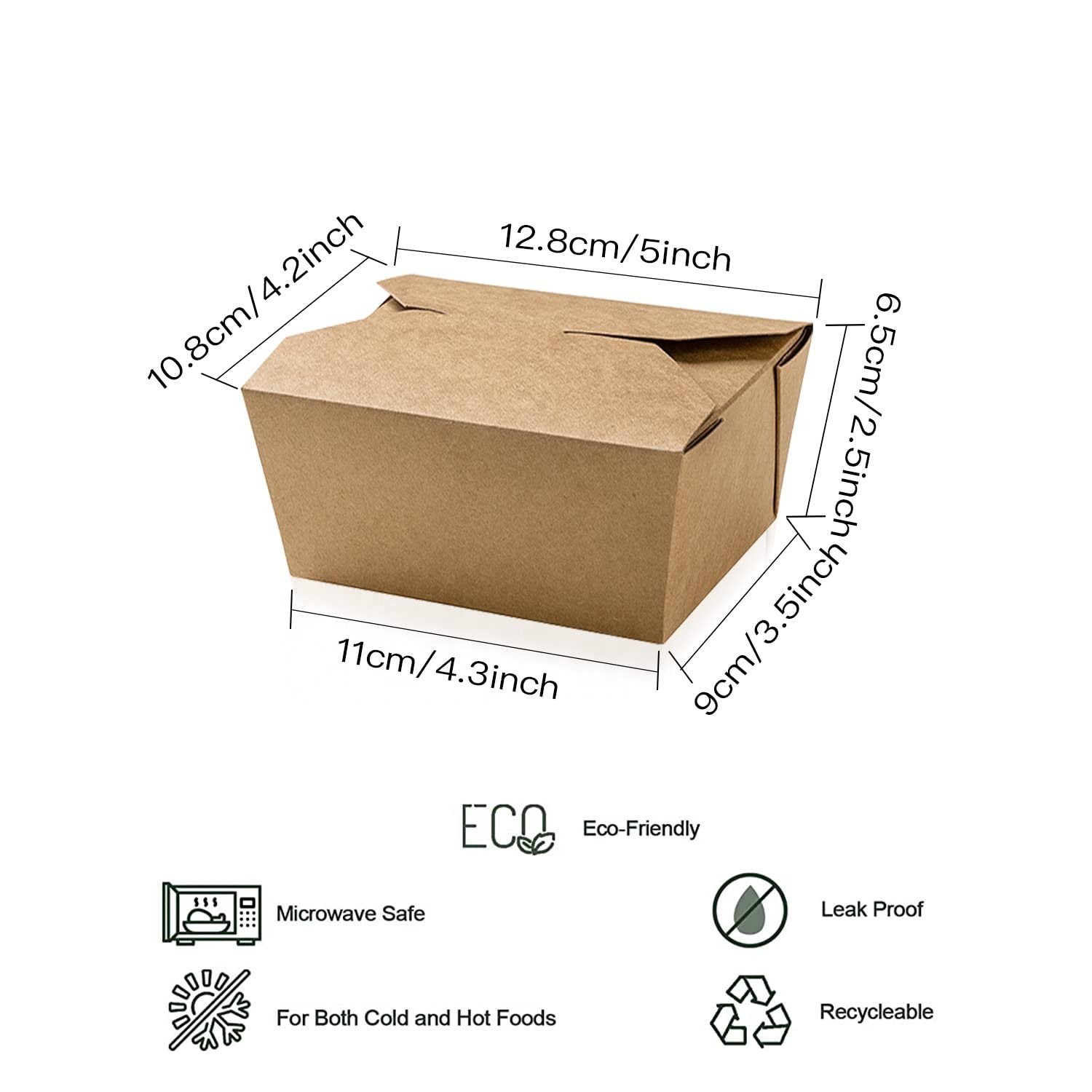Grease Resistant Disposable Storage Kraft Lunch Meal Take Out Containers Sustainable Fast Food Cardboard Packaging Paper Boxes