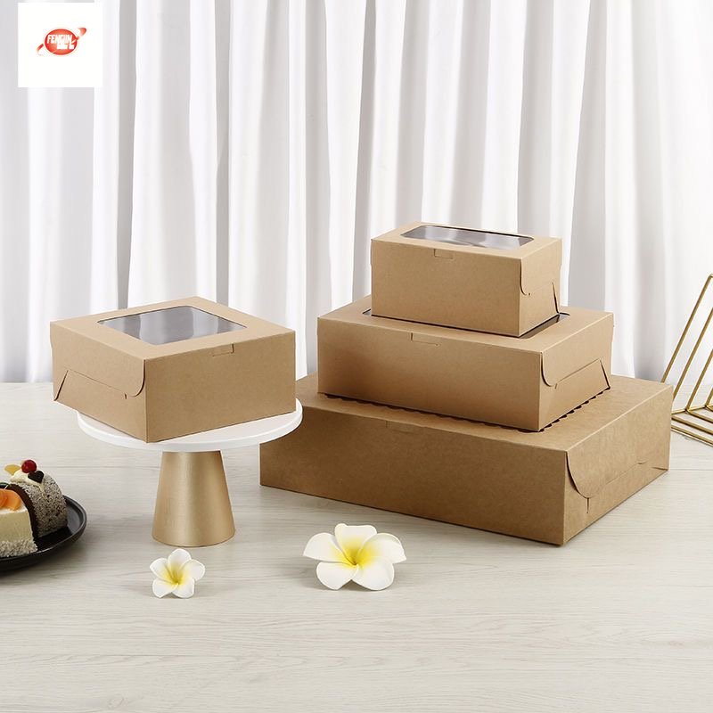 Custom Eco Friendly Food Package Box Cake Packaging Cup cake Boxes Greaseproof Paper FL Clear Cake Box with Lid