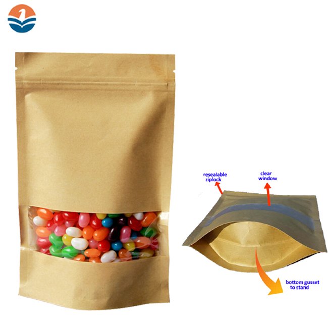 Eco-friendly Food Packing Kraft Bag Doypack With Zipper