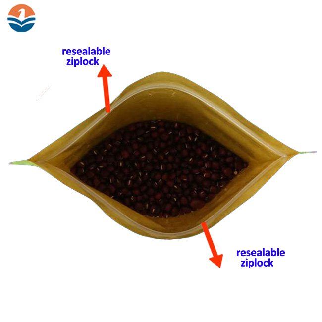 Eco-friendly Food Packing Kraft Bag Doypack With Zipper