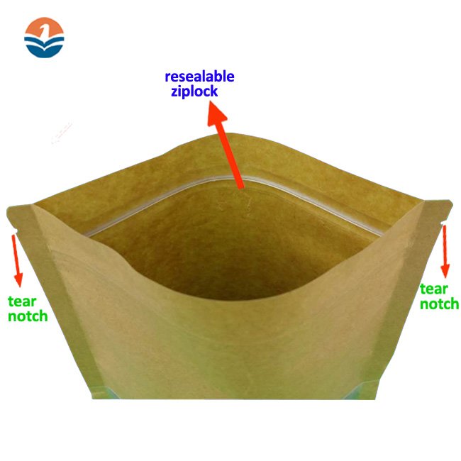 Eco-friendly Food Packing Kraft Bag Doypack With Zipper