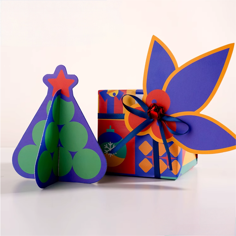 Customized Christmas Element Pattern Gift Packaging Paper in Colorful Design