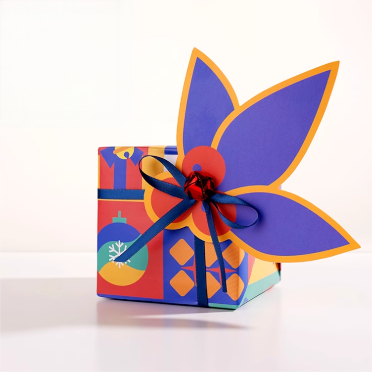 Customized Christmas Element Pattern Gift Packaging Paper in Colorful Design