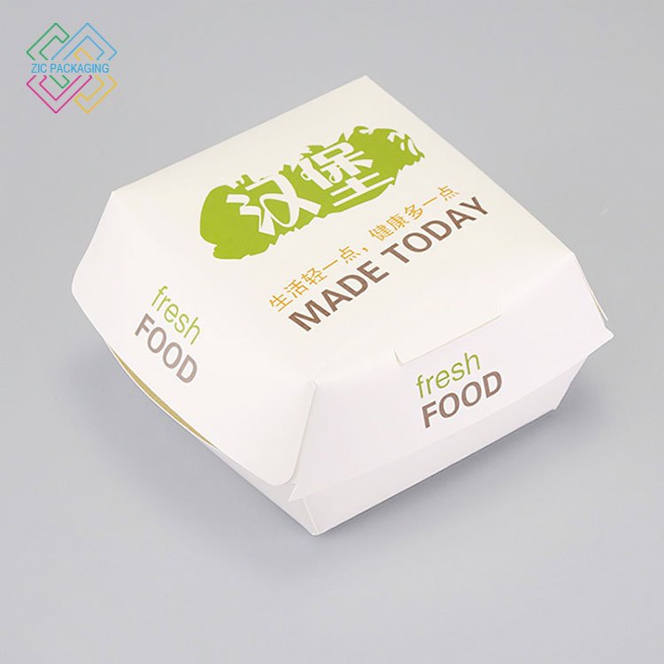 Custom Logo Disposable Takeaway Fast Food Take Out Food Packaging Hamburger Packing Paper Boxes Hot Food Packaging