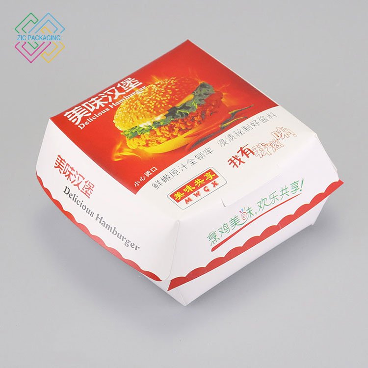 Custom Logo Disposable Takeaway Fast Food Take Out Food Packaging Hamburger Packing Paper Boxes Hot Food Packaging