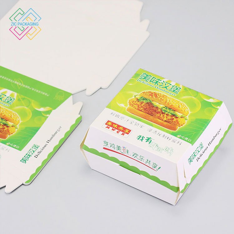 Custom Logo Disposable Takeaway Fast Food Take Out Food Packaging Hamburger Packing Paper Boxes Hot Food Packaging