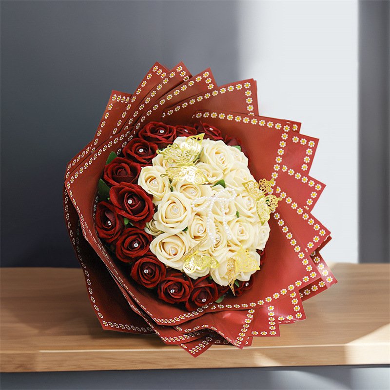 Korean Daisy Waterproof Double-sided Printing Packaging Paper Rose Tulip Sunflower Flower Shop Universal Packaging Paper