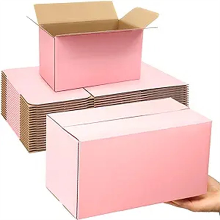 Custom11x6x6 Inches Shipping Boxes Medium Corrugated Cardboard Boxes Pink Mailing Boxes for Small Business Packaging