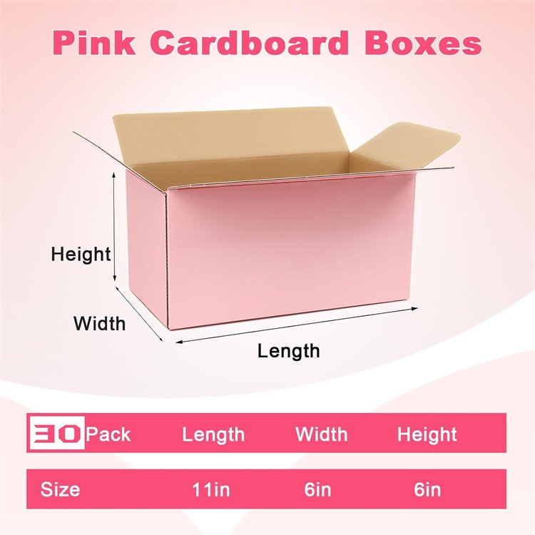 Custom11x6x6 Inches Shipping Boxes Medium Corrugated Cardboard Boxes Pink Mailing Boxes for Small Business Packaging