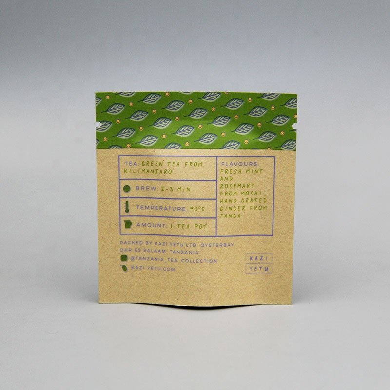 Eco Friendly Biodegradable Foil Kraft Paper tea bag custom printing kraft paper Sachet for Organic tea packing