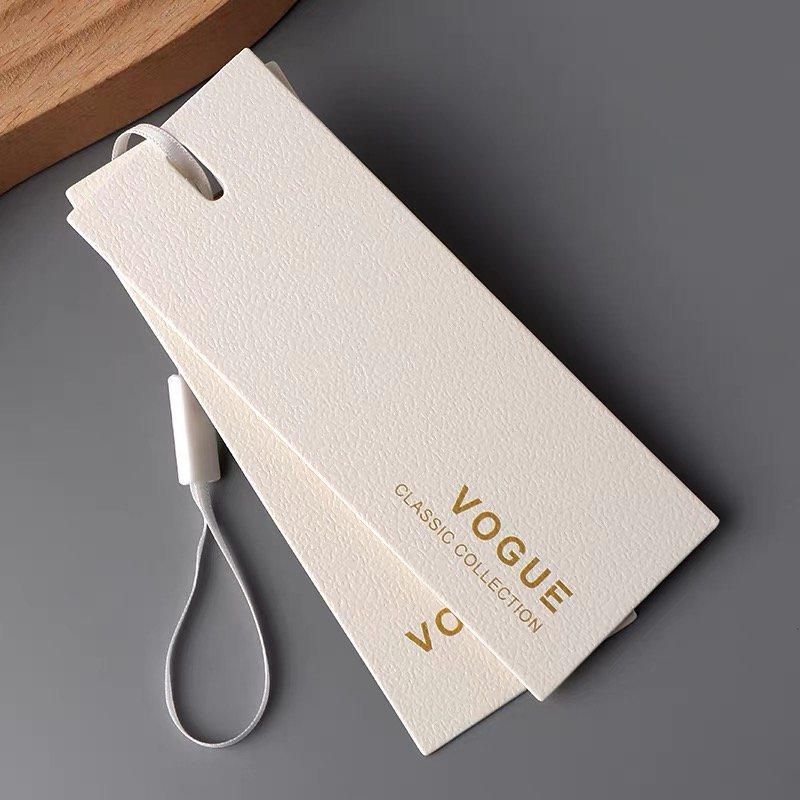 High quality texture paper hangtags Customize Brand Logo Name Card Foil Material Hang tags Label