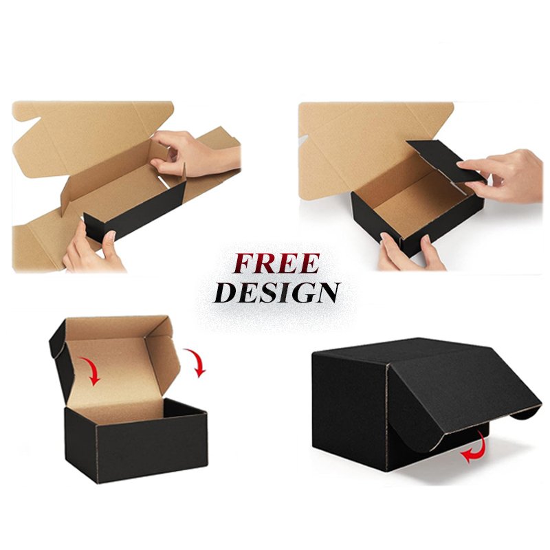 Blank Cardboard Airplane Boxes Custom T-Shirt Clothing Delivery Paper Packaging Black Mailer Box for Garment