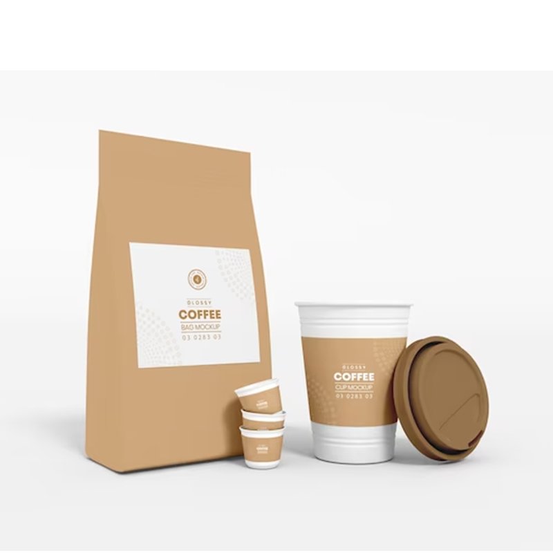 Environmentally friendly coffee set takeaway coffee cup carrier packaging coffee takeaway paper bag with handles
