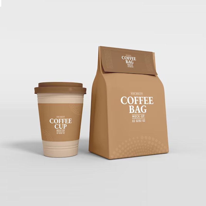 Environmentally friendly coffee set takeaway coffee cup carrier packaging coffee takeaway paper bag with handles