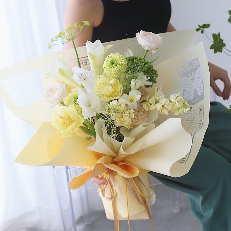 Butterfly Pattern Flower Wrapping Paper Waterproof Floral Bouquet Paper Florist Packaging Paper for Wedding Gift DIY
