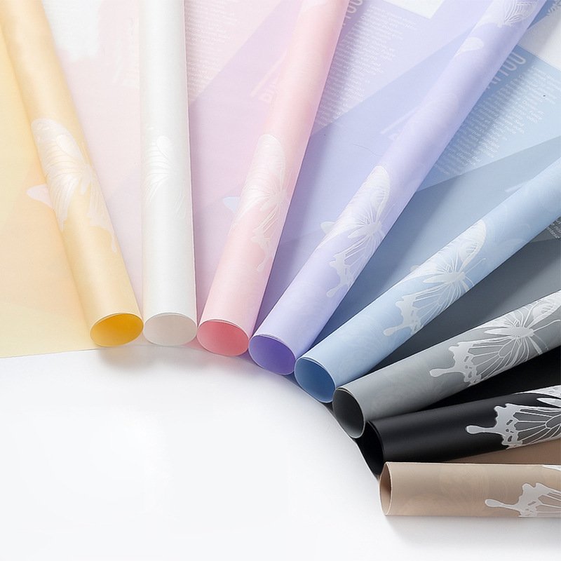 Butterfly Pattern Flower Wrapping Paper Waterproof Floral Bouquet Paper Florist Packaging Paper for Wedding Gift DIY