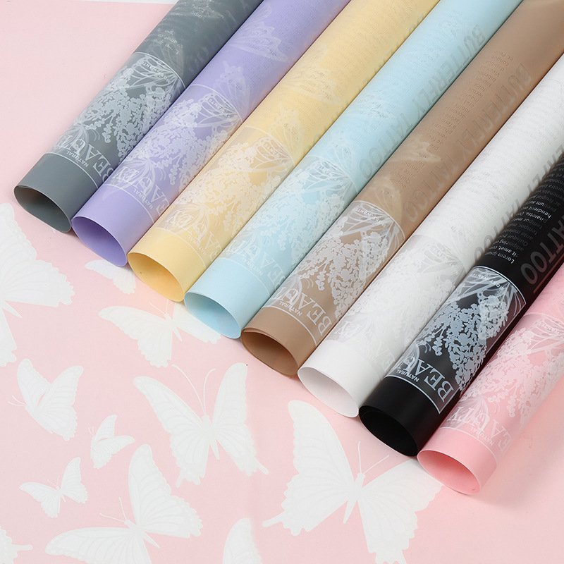 Butterfly Pattern Flower Wrapping Paper Waterproof Floral Bouquet Paper Florist Packaging Paper for Wedding Gift DIY