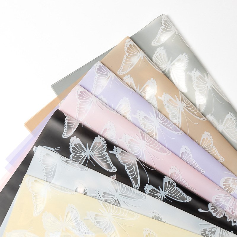 Butterfly Pattern Flower Wrapping Paper Waterproof Floral Bouquet Paper Florist Packaging Paper for Wedding Gift DIY