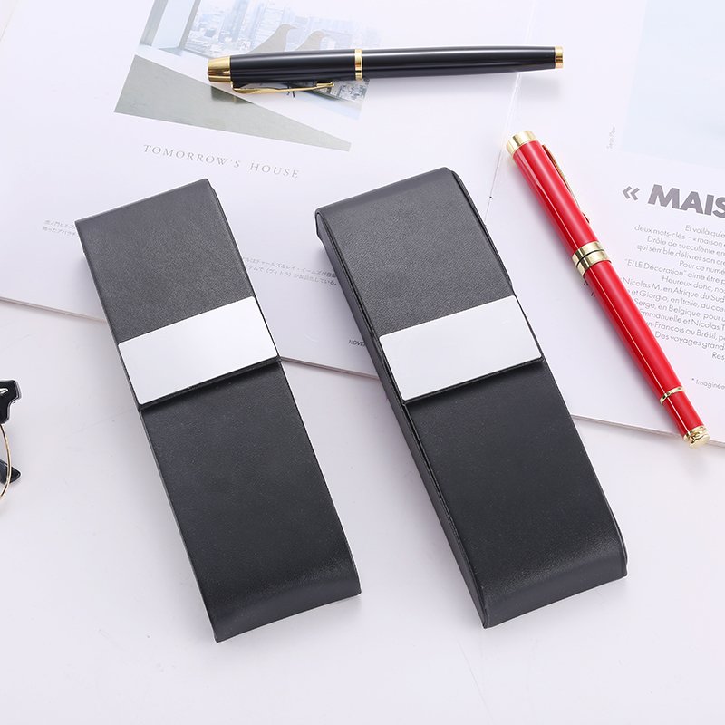 Luxury PU leather double pen box packaging box fountain pen to pen business advertising gift box with Custom logo