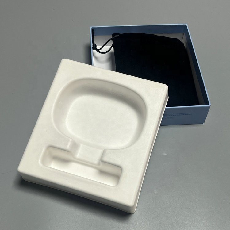 Biodegradable Wet Press Molded Paper Pulp Tray Earphone Molded Pulp Packaging Insert