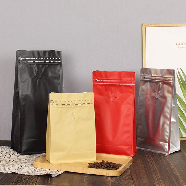 250g 500g Wholesale Custom Printed white Side Gusset Stand up Pouch Ziplock with Valve Zipper Flat Block Bottom Coffee Packaging