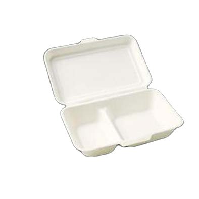 6 inch Eco food packaging biodegradable clamshell take away paper boxes compostable disposable sugarcane bagasse burger box