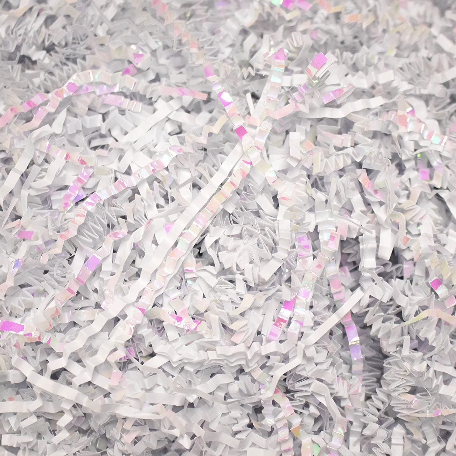 Wholesale Recycled Newly Decorative Colored Holographic White Pink Color Shredded Paper Crepe Paper Shreds For Packaging