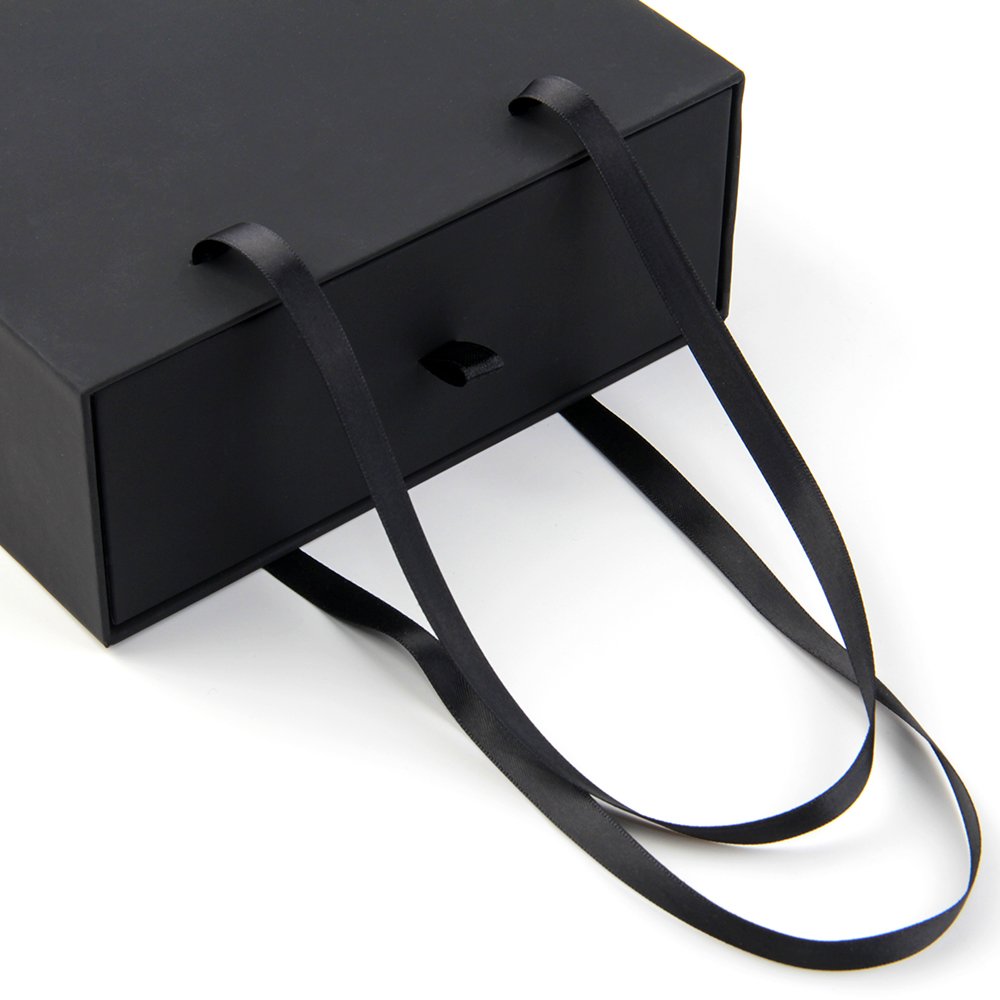 drop front black shoe box custom t shirt packaging box with handle