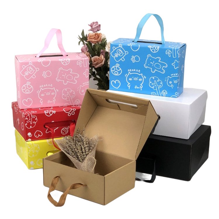 custom logo luxury black pink foldable shoe box packaging corrugated printing paper sneaker boot shoe box with rope