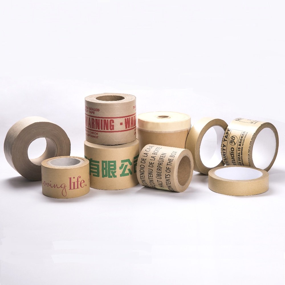 Customized Biodegradable Packing Logo Design Tape Eco Friendly Fragile Parcel Packaging Kraft Paper Gum Tape With Logo