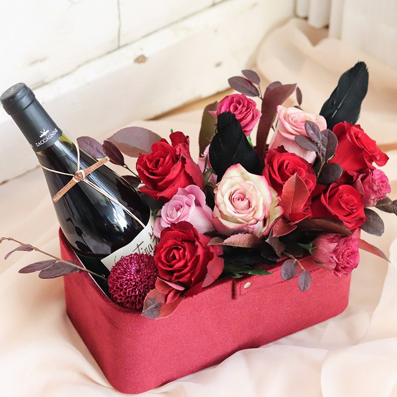 Luxury Suede Velvet Rectangular Cardboard Portable Packaging Round Case Paper Flower Basket