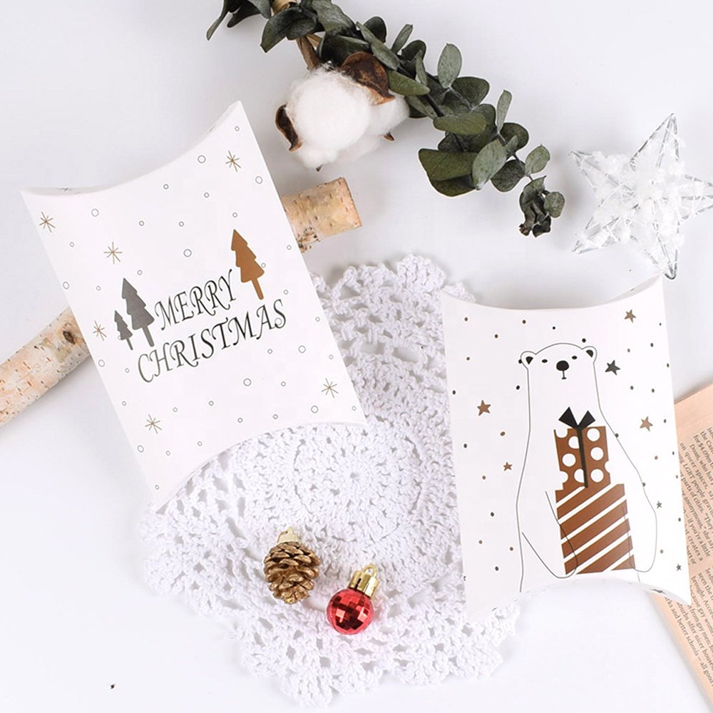 Elk Pillow Paper Box Candy Sweet Gift Packaging Boxes for Merry Christmas Xmas New Year Party Decor