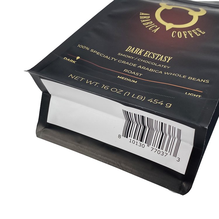 Custom Biodegradable Flat Bottom Beans Packaging 100gr 100g 150g 250g 500g 1kg Coffee Bag With Valve And Zipper