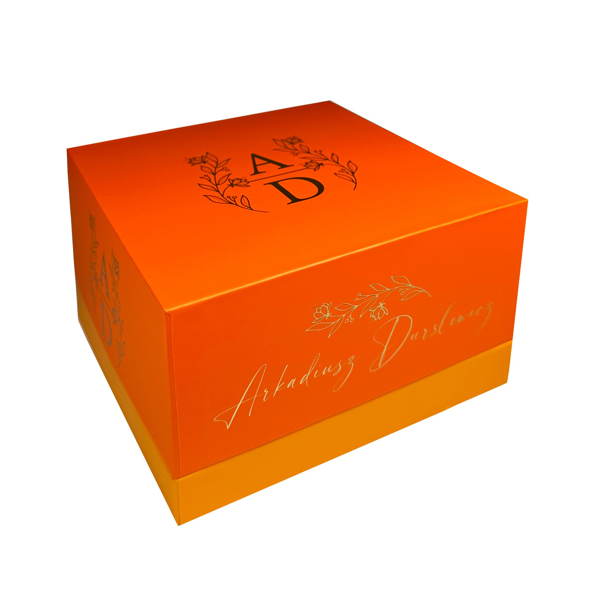 Luxury High Quality Lid And Base Gift Box Orange Top and Bottom Paperboard Packaging Paper Box With Custom Logo