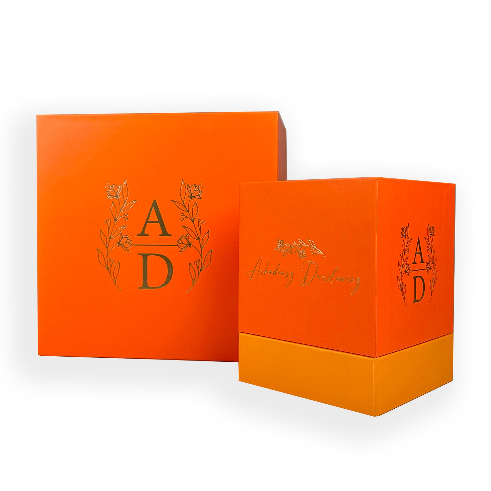 Luxury High Quality Lid And Base Gift Box Orange Top and Bottom Paperboard Packaging Paper Box With Custom Logo