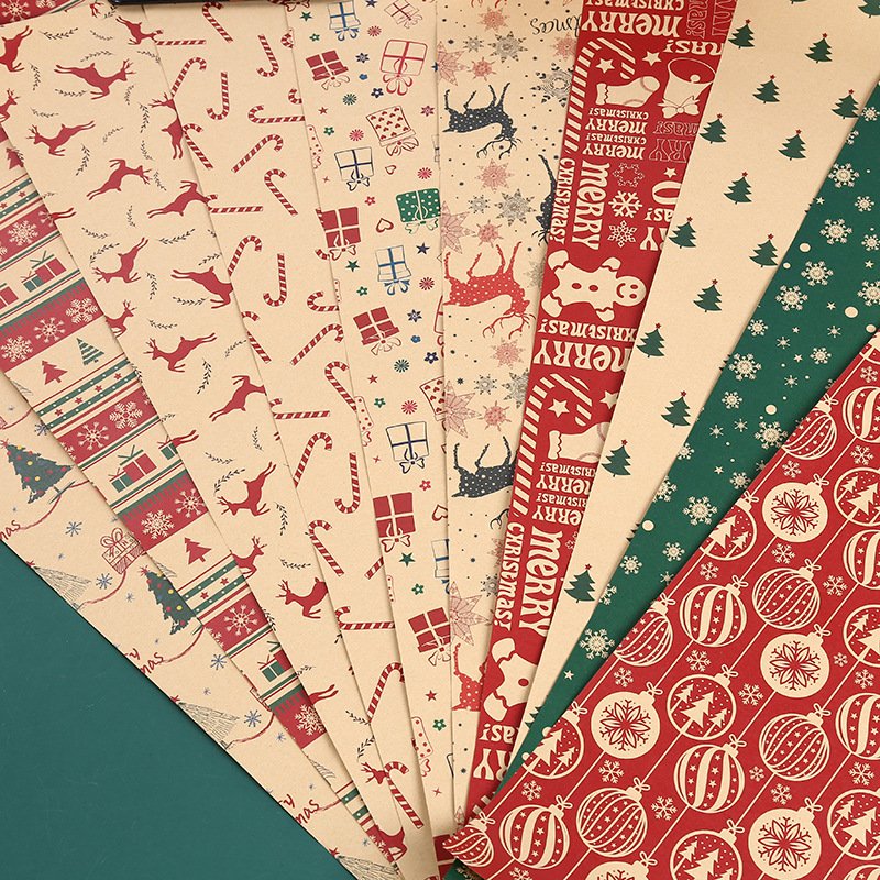 Christmas gift wrapping paper wholesale thickened Christmas kraft Christmas tree elk gift box packaging paper