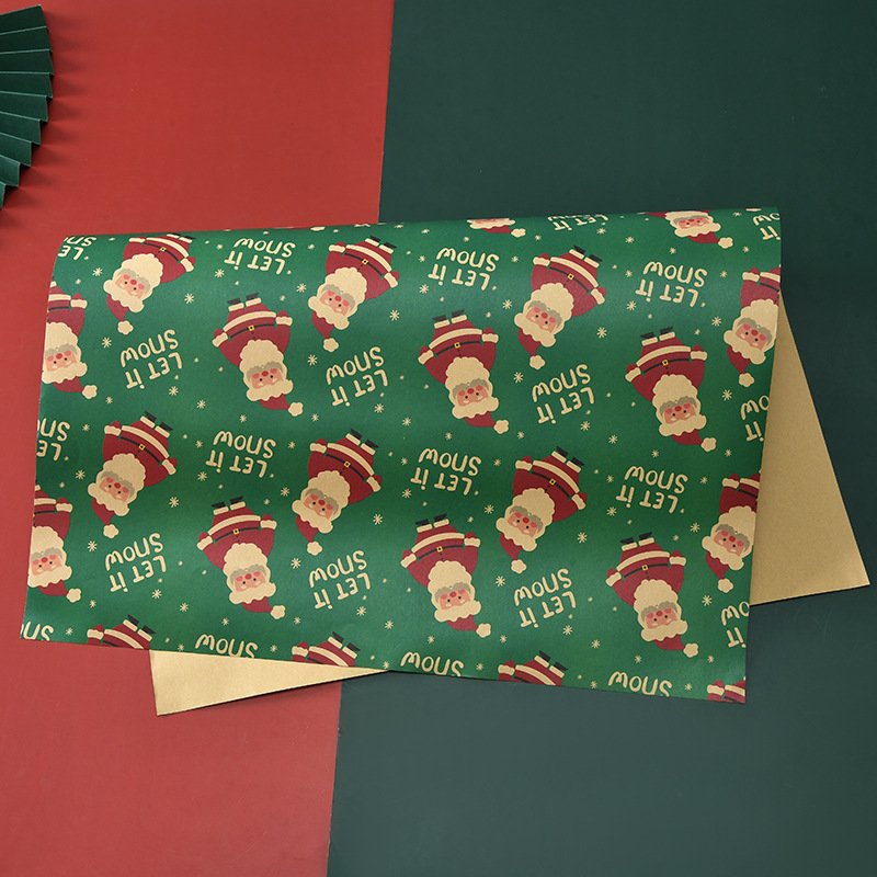 Christmas gift wrapping paper wholesale thickened Christmas kraft Christmas tree elk gift box packaging paper