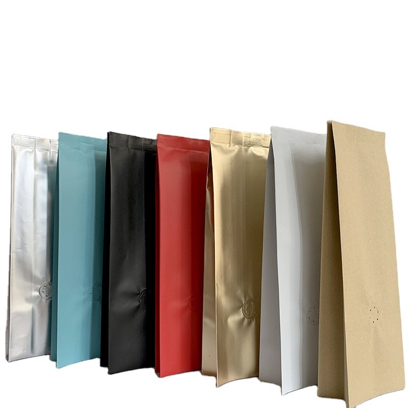 UV Printing Wholesale Kraft Paper Side Gusset Bag With Valve Coffee Bean Tea Packing Bag With Tin Tie