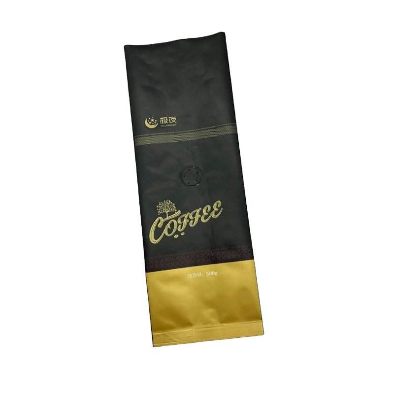UV Printing Wholesale Kraft Paper Side Gusset Bag With Valve Coffee Bean Tea Packing Bag With Tin Tie