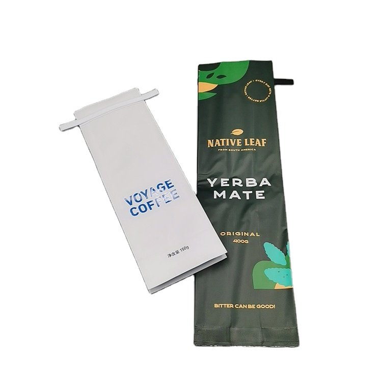 UV Printing Wholesale Kraft Paper Side Gusset Bag With Valve Coffee Bean Tea Packing Bag With Tin Tie