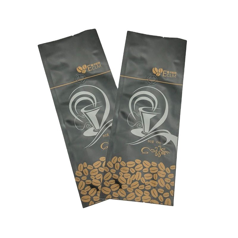 UV Printing Wholesale Kraft Paper Side Gusset Bag With Valve Coffee Bean Tea Packing Bag With Tin Tie