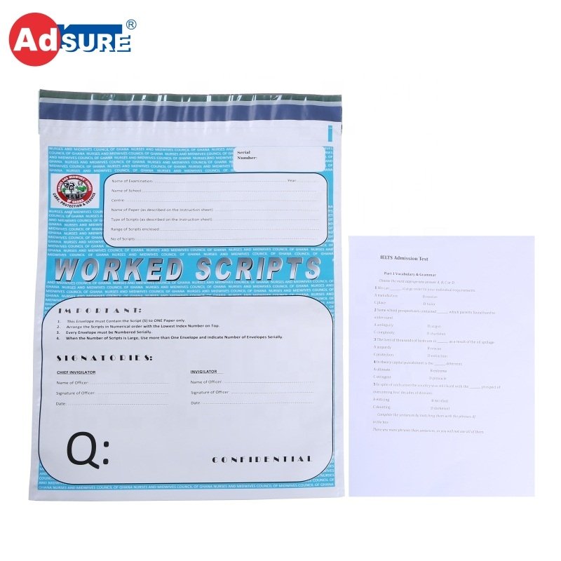 Custom Plastic Security Examination Tamper Proof Bags for Question Paper