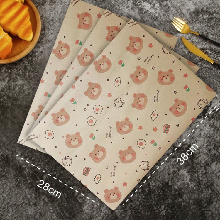 Custom Printing Holiday Party Food Grade Burger Sheets Butter Sandwich Baking Wax Wrapping Greaseproof Paper
