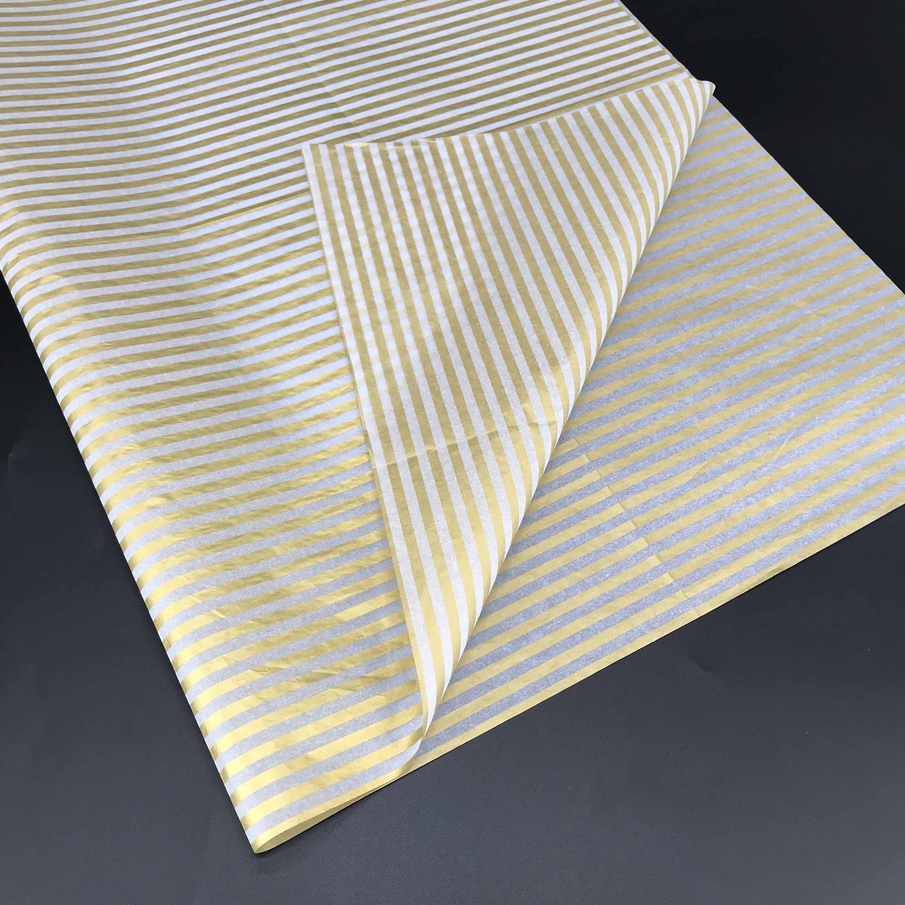 Glitter Golden Stripes Customize Tissue Paper For Packaging