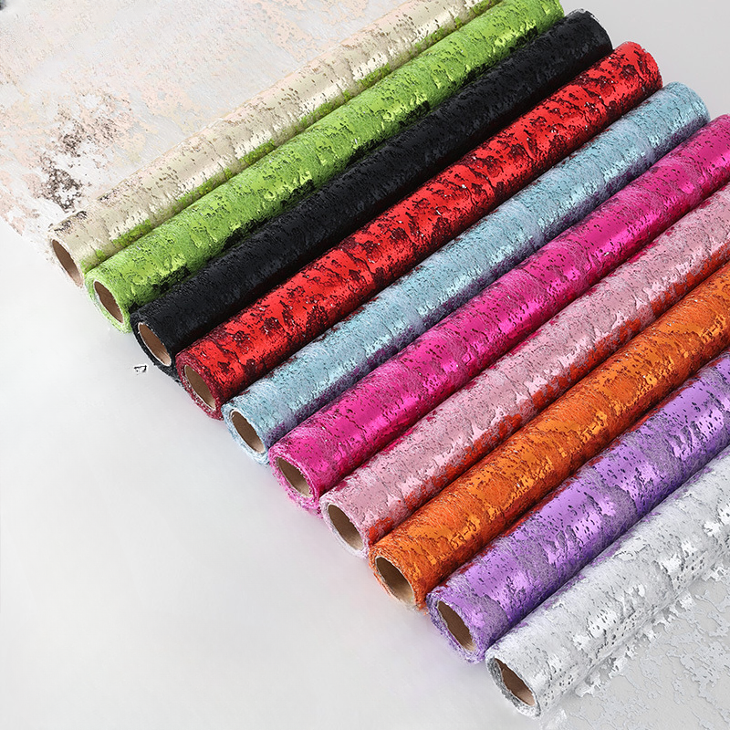 High Quality Hot Stamping Sensation Flower Shop Supplies Flower Wrapping Material Mesh Flower Bouquet Packaging 48cmx8y