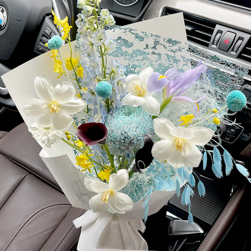 High Quality Hot Stamping Sensation Flower Shop Supplies Flower Wrapping Material Mesh Flower Bouquet Packaging 48cmx8y