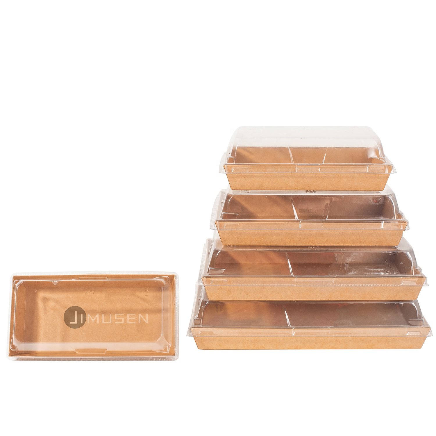 Hottest Disposable Compostable Sushi Box With Transparent Lid For Sushi And Desert Packaging